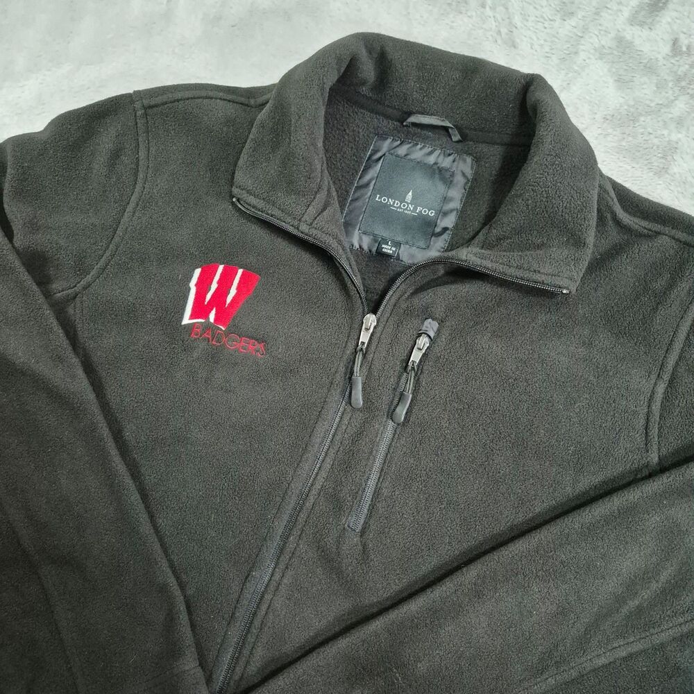 Wisconsin Badgers Jacket Mens Large Gray NCAA Football London Fog Full Zip